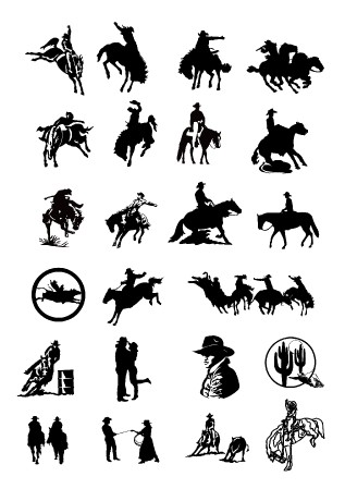 black_and_white_drawing_clip_art_cowboy_series_two_0